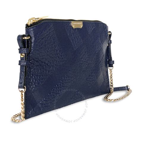 Burberry Peyton Check Embossed Leather Clutch 